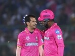 Rajasthan Royals' Yuzvendra Chahal and skipper Sanju Samson celebrate the wicket of Royal Challengers Bengaluru's skipper Faf du Plessis Rajasthan Royals' Yuzvendra Chahal and skipper Sanju Samson celebrate the wicket of Royal Challengers Bengaluru's skipper Faf du Plessis