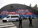Police officers stand in front the Parc des Princes stadium in Paris Police officers stand in front the Parc des Princes stadium in Paris