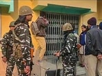 Security personnel during a raid at TMC functionary Shahjahan Sheikh's home at Sandeshkhali in January. (PTI/Representative)