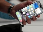 The iPhone 15 Pro is shown after its introduction on the Apple campus. The iPhone 15 Pro is shown after its introduction on the Apple campus.