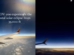 Snapshot of the solar eclipse from a plane.
