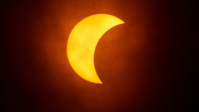 The moon partially covers the sun during a total solar eclipse, as seen from Eagle Pass, Texas. (AP) The moon partially covers the sun during a total solar eclipse, as seen from Eagle Pass, Texas. (AP)