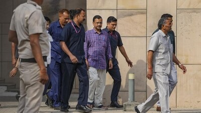 Delhi chief minister and AAP convenor Arvind Kejriwal at the Rouse Avenue Court on March 28. (PTI) Delhi chief minister and AAP convenor Arvind Kejriwal at the Rouse Avenue Court on March 28. (PTI)