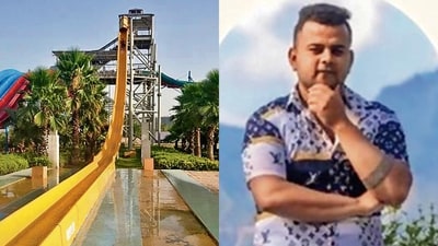 Delhi-based Dhananjay Maheshwari (right) had complained of breathlessness after riding a specific slide at the water park inside TGIP mall in Noida. (Photo: Facebook) Delhi-based Dhananjay Maheshwari (right) had complained of breathlessness after riding a specific slide at the water park inside TGIP mall in Noida. (Photo: Facebook)