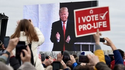 Abortion rights should be left up to US states to decide, Republican presidential candidate Donald Trump said on April 8, 2024, effectively rejecting a national abortion ban after months of mixed signals on one of the November election's most contentious issues. (Photo by OLIVIER DOULIERY / AFP) (AFP) Abortion rights should be left up to US states to decide, Republican presidential candidate Donald Trump said on April 8, 2024, effectively rejecting a national abortion ban after months of mixed signals on one of the November election's most contentious issues. (Photo by OLIVIER DOULIERY / AFP) (AFP)