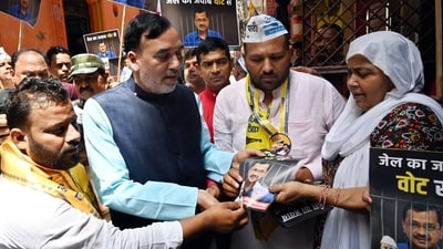 Gopal Rai kicks off the campaign, “Jail Ka Jawab Vote Se”, at Vishwas Nagar in Shahdara on Tuesday. (Ajay Aggarwal/HT Photo) Gopal Rai kicks off the campaign, “Jail Ka Jawab Vote Se”, at Vishwas Nagar in Shahdara on Tuesday. (Ajay Aggarwal/HT Photo)