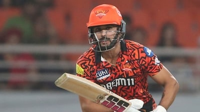 Nitish Kumar Reddy plays a shot during the Indian Premier League cricket match between Sunrisers Hyderabad and Punjab Kings (AP) Nitish Kumar Reddy plays a shot during the Indian Premier League cricket match between Sunrisers Hyderabad and Punjab Kings (AP)