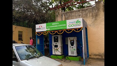 MSEDCL has installed charging stations for electric cars at various sub-centres and administrative buildings. (HT PHOTO) MSEDCL has installed charging stations for electric cars at various sub-centres and administrative buildings. (HT PHOTO)
