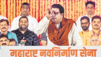 Mumbai, India - April 9, 2024: MNS chief Raj Thackeray public meeting at Shivaji park, dadar on the occasion of Gudi Padawa in Mumbai, India, on Tuesday, April 9, 2024. (Photo by Satish Bate/ Hindustan Times) (Hindustan Times)