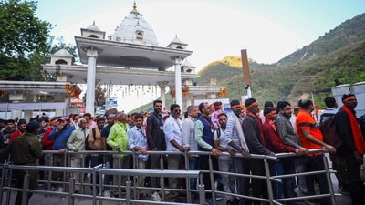 Pilgrims on their way to Mata Vaishno Devi shrine on the first day of the 'Chaitra Navratri' festival, in Katra, Reasi district. (PTI) Pilgrims on their way to Mata Vaishno Devi shrine on the first day of the 'Chaitra Navratri' festival, in Katra, Reasi district. (PTI)