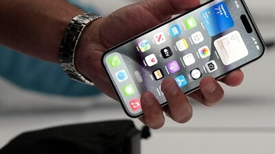 The iPhone 15 Pro is shown after its introduction on the Apple campus. (AP) The iPhone 15 Pro is shown after its introduction on the Apple campus. (AP)