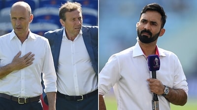 Dinesh Karthik, Nasser Hussain and Michael Atherton appeared together on SKY Sports. (Getty Images) Dinesh Karthik, Nasser Hussain and Michael Atherton appeared together on SKY Sports. (Getty Images)
