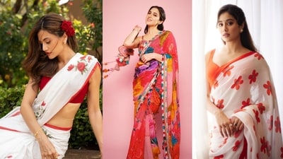 Bollywood actresses are embracing floral prints, breezy fabrics in their recent saree looks.