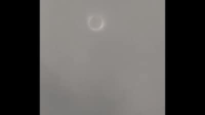 The image, taken from the video shared by Elon Musk, shows the first solar eclipse of 2024. (X/@elonmusk) The image, taken from the video shared by Elon Musk, shows the first solar eclipse of 2024. (X/@elonmusk)