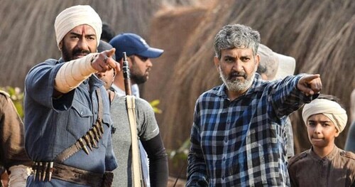 Ajay Devgn and SS Rajamouli on RRR sets Ajay Devgn and SS Rajamouli on RRR sets