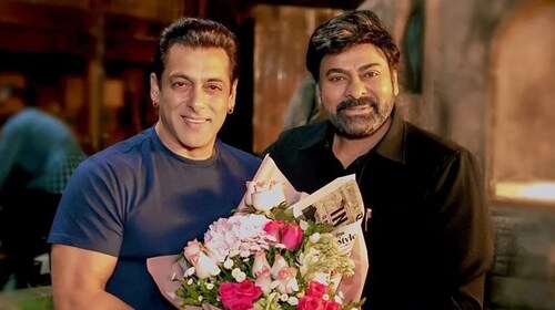 Salman Khan and Chiranjeevi on the sets of Godfather Salman Khan and Chiranjeevi on the sets of Godfather