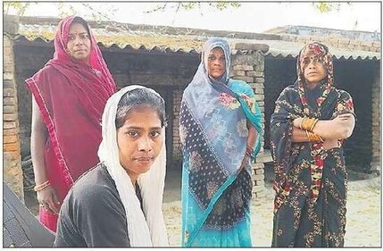 Shilpa Kumari with her relatives in her village Hardia. Shilpa Kumari with her relatives in her village Hardia.