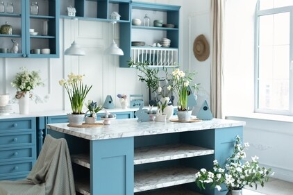 Use baby blue or sky blue with white in the colour palette (Shutterstock) Use baby blue or sky blue with white in the colour palette (Shutterstock)