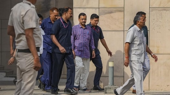 Delhi chief minister and AAP convenor Arvind Kejriwal at the Rouse Avenue Court on March 28. (PTI)