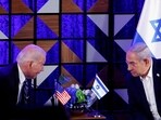 U.S. President Joe Biden attends a meeting with Israeli Prime Minister Benjamin Netanyahu.