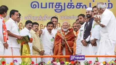 PM Narendra Modi during a public meeting, in Vellore, Tamil Nadu. (PTI) PM Narendra Modi during a public meeting, in Vellore, Tamil Nadu. (PTI)