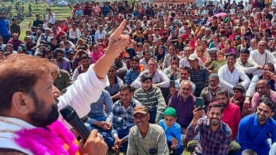 Congress candidate from Udhampur-Doda Lok Sabha constituency Chaudhary Lal Singh addresses a rally at Billawar, in Kathua, UT of Jammu & Kashmir. (ANI) Congress candidate from Udhampur-Doda Lok Sabha constituency Chaudhary Lal Singh addresses a rally at Billawar, in Kathua, UT of Jammu & Kashmir. (ANI)