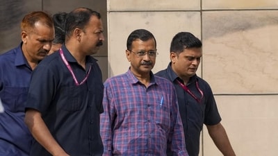 Arvind Kejriwal was arrested on March 21 by the ED in relation to the excise policy case. The trial court on April 1, sent Kejriwal to judicial custody till April 15. ED alleged that the AAP is the major beneficiary of the proceeds of crime generated in the alleged liquor scam. (PTI) Arvind Kejriwal was arrested on March 21 by the ED in relation to the excise policy case. The trial court on April 1, sent Kejriwal to judicial custody till April 15. ED alleged that the AAP is the major beneficiary of the proceeds of crime generated in the alleged liquor scam. (PTI)