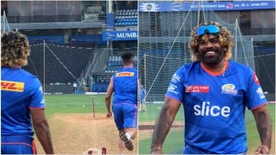 Lasith Malinga during MI's training session (X/mipaltan) Lasith Malinga during MI's training session (X/mipaltan)