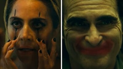 Lady Gaga as Harley Quinn and Joaquin Phoenix as Arthur Fleck in Joker: Folie à Deux trailer Lady Gaga as Harley Quinn and Joaquin Phoenix as Arthur Fleck in Joker: Folie à Deux trailer