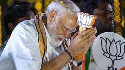 Prime Minister Narendra Modi during a roadshow ahead of the Lok Sabha elections in Chennai on Tuesday. (PTI Photo) Prime Minister Narendra Modi during a roadshow ahead of the Lok Sabha elections in Chennai on Tuesday. (PTI Photo)