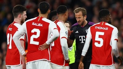 Arsenal's Gabriel and Bayern Munich's Harry Kane after the match (Action Images via Reuters)