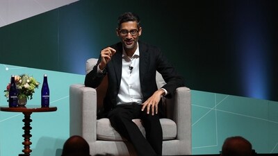 Google CEO Sundar Pichai speaks during the Stanford Business, Government and Society Forum at Stanford University. (AFP) Google CEO Sundar Pichai speaks during the Stanford Business, Government and Society Forum at Stanford University. (AFP)