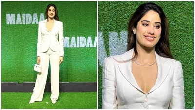 Janhvi Kapoor attended the premiere of Maidaan on Tuesday evening in Mumbai. She wore a white suit to the event and even wore a chain around her neck with the word ‘Shikhu’ on it. It is the nickname she has given to her boyfriend Shikhar Paharia. Janhvi Kapoor attended the premiere of Maidaan on Tuesday evening in Mumbai. She wore a white suit to the event and even wore a chain around her neck with the word ‘Shikhu’ on it. It is the nickname she has given to her boyfriend Shikhar Paharia.