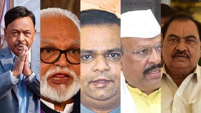From left to right- Narayan Rane (72), Chhagan Bhujbal (76), Rahul Narwekar (47), Abdul Sattar (59), and Eknath Khadse (71) From left to right- Narayan Rane (72), Chhagan Bhujbal (76), Rahul Narwekar (47), Abdul Sattar (59), and Eknath Khadse (71)