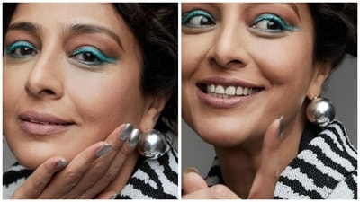 Tabu sported blue eyeshadow in her latest photoshoot for Vogue India. (Pics: Vogue India/Instagram) Tabu sported blue eyeshadow in her latest photoshoot for Vogue India. (Pics: Vogue India/Instagram)