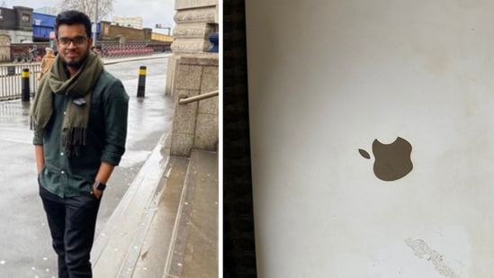 Bhuwan Chitransh had complained about his MacBook skin from Dbrand, (X/@BhuwanChitransh)