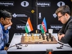 Praggnanandhaa (L) during the Candidates tournament against Nijat Abasov Praggnanandhaa (L) during the Candidates tournament against Nijat Abasov