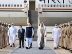 PM Narendra Modi being received by UAE president Sheikh Mohamed bin Zayed Al Nahyan at Abu Dhabi airport. (File photo) PM Narendra Modi being received by UAE president Sheikh Mohamed bin Zayed Al Nahyan at Abu Dhabi airport. (File photo)