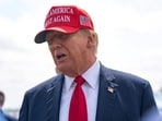 Former U.S. President Donald Trump speaks to the media as he arrives at the Atlanta Airport on April 10, 2024 in Atlanta, Georgia.(Photo by Megan Varner / GETTY IMAGES NORTH AMERICA / Getty Images via AFP)
