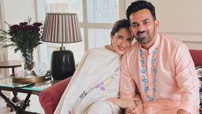 Sagarika Ghatge and Zaheer Khan shared a joint on Instagram. The duo posed for the camera as they sat together on a couch. In a photo, Zaheer was seen enjoying a dessert. While Sagarika wore a printed cream suit, Zaheer was seen in a peach and white kurta-pyjama. Sagarika Ghatge and Zaheer Khan shared a joint on Instagram. The duo posed for the camera as they sat together on a couch. In a photo, Zaheer was seen enjoying a dessert. While Sagarika wore a printed cream suit, Zaheer was seen in a peach and white kurta-pyjama.
