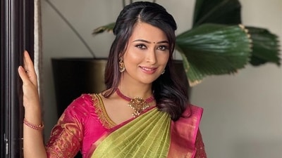 Radhika Pandit wore a green and pink saree as she posed for the camera. Sharing her photos on Instagram, she wrote, "Eid Mubarak everyone! (sparkles emoji). #radhikapandit #nimmaRP." Radhika Pandit wore a green and pink saree as she posed for the camera. Sharing her photos on Instagram, she wrote, "Eid Mubarak everyone! (sparkles emoji). #radhikapandit #nimmaRP."