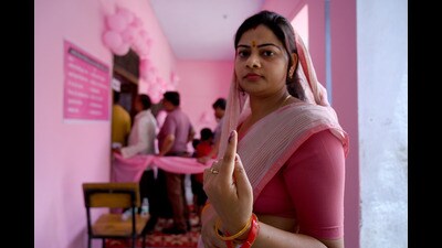 Just like in the 2019 Lok Sabha polls, the Chandigarh election department will again set up five “all-women” polling booths across the city. (HT File Photo) Just like in the 2019 Lok Sabha polls, the Chandigarh election department will again set up five “all-women” polling booths across the city. (HT File Photo)