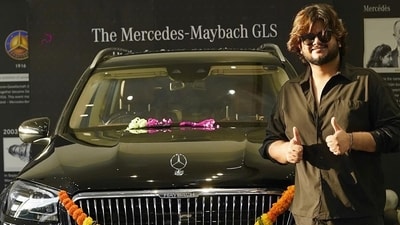 Vishal Mishra poses with his black Mercedes-Benz Maybach GLS 600. Vishal Mishra poses with his black Mercedes-Benz Maybach GLS 600.