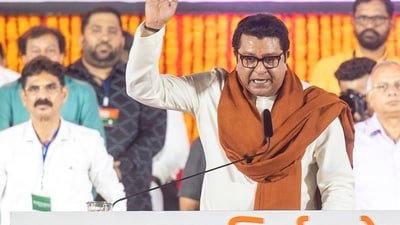 Mumbai, India - April 9, 2024: MNS chief Raj Thackeray public meeting at Shivaji park, dadar on the occasion of Gudi Padawa in Mumbai, India, on Tuesday, April 9, 2024. (Photo by Satish Bate/ Hindustan Times) (Hindustan Times)