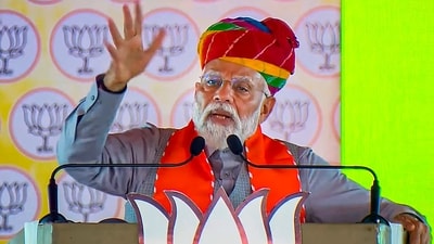 Prime Minister Narendra Modi in Rajasthan raised the Katchatheevu issue and criticised Digvijaya Singh's comment on the issue. (PTI) Prime Minister Narendra Modi in Rajasthan raised the Katchatheevu issue and criticised Digvijaya Singh's comment on the issue. (PTI)