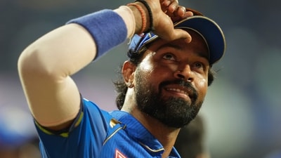 Mumbai Indians captain Hardik Pandya celebrates with fans after Mumbai won the Indian Premier League (IPL) cricket match against Delhi Capitals, at Wankhede Stadium (PTI) Mumbai Indians captain Hardik Pandya celebrates with fans after Mumbai won the Indian Premier League (IPL) cricket match against Delhi Capitals, at Wankhede Stadium (PTI)