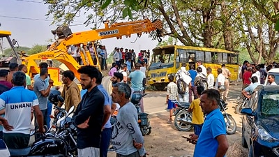 One of the students who got injured in the accident said that the bus was overspeeding and collided with a canal, leading to the accident. "The driver was drunk, and the bus was overspeeding. As soon as the driver tried to take a turn, the bus collided with a canal and overturned. There were 50 students on the bus," the student told police. (PTI) One of the students who got injured in the accident said that the bus was overspeeding and collided with a canal, leading to the accident. "The driver was drunk, and the bus was overspeeding. As soon as the driver tried to take a turn, the bus collided with a canal and overturned. There were 50 students on the bus," the student told police. (PTI)
