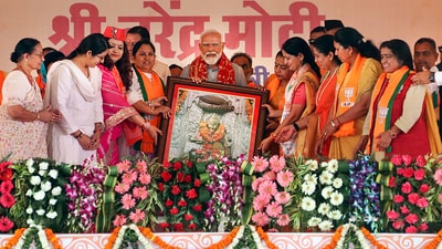 Prime Minister Narendra Modi on Thursday addressed a public rally in Uttarakhand's Rishikesh ahead of the first phase of the Lok Sabha election 2024. (PTI) Prime Minister Narendra Modi on Thursday addressed a public rally in Uttarakhand's Rishikesh ahead of the first phase of the Lok Sabha election 2024. (PTI)