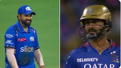 Rohit Sharma was caught teasing Dinesh Karthik Rohit Sharma was caught teasing Dinesh Karthik