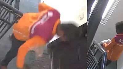 A screengrab from CCTV footage of the incident (@_arorarohit_) A screengrab from CCTV footage of the incident (@_arorarohit_)